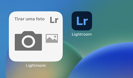 Captura de tela do widget de câmera do Lightroom na tela inicial