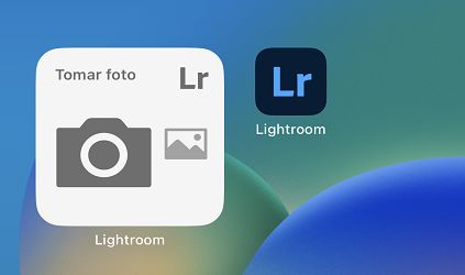 Captura de pantalla del widget de la cámara de Lightroom en la pantalla de inicio