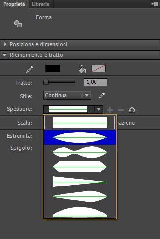 Tratto di spessore variabile con valore Tratto impostato su 68,0 pixel