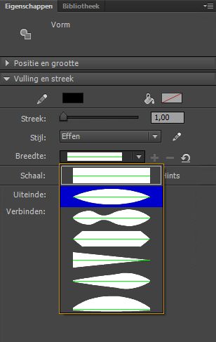 Variabele breedte met een streekwaarde van 68,0 pixels