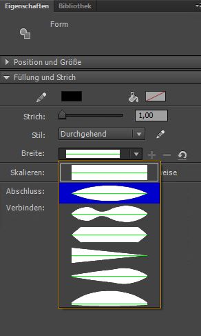 Kontur mit variabler Breite und einem Konturwert von 68,0 Pixeln
