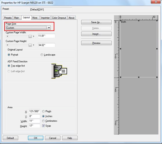 Popup-meny for Windows i størrelsen Page