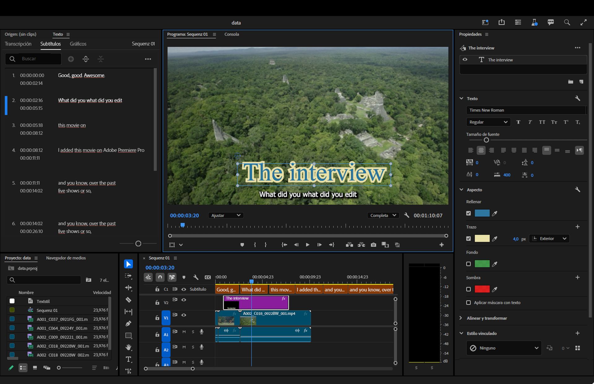 La interfaz de usuario muestra el panel Propiedades resaltado, que contiene opciones para modificar Texto, Apariencia, Alineación, Estilo vinculado y Diseño interactivo: posición.  