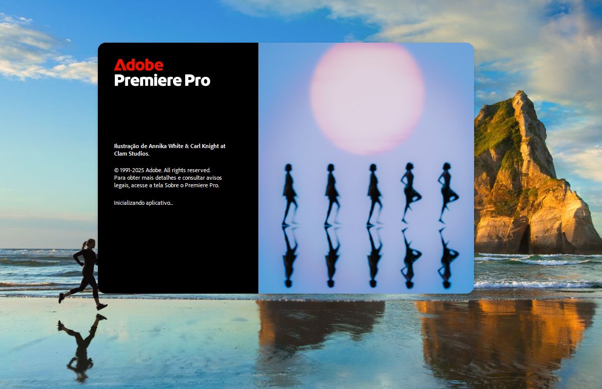 Você pode usar a indicação na tela inicial do Premiere Pro para identificar o plug-in que está fazendo o aplicativo travar.