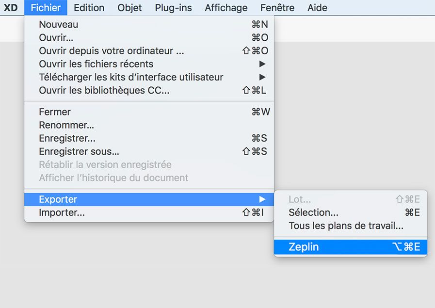 Exportation de ressources vers Zeplin