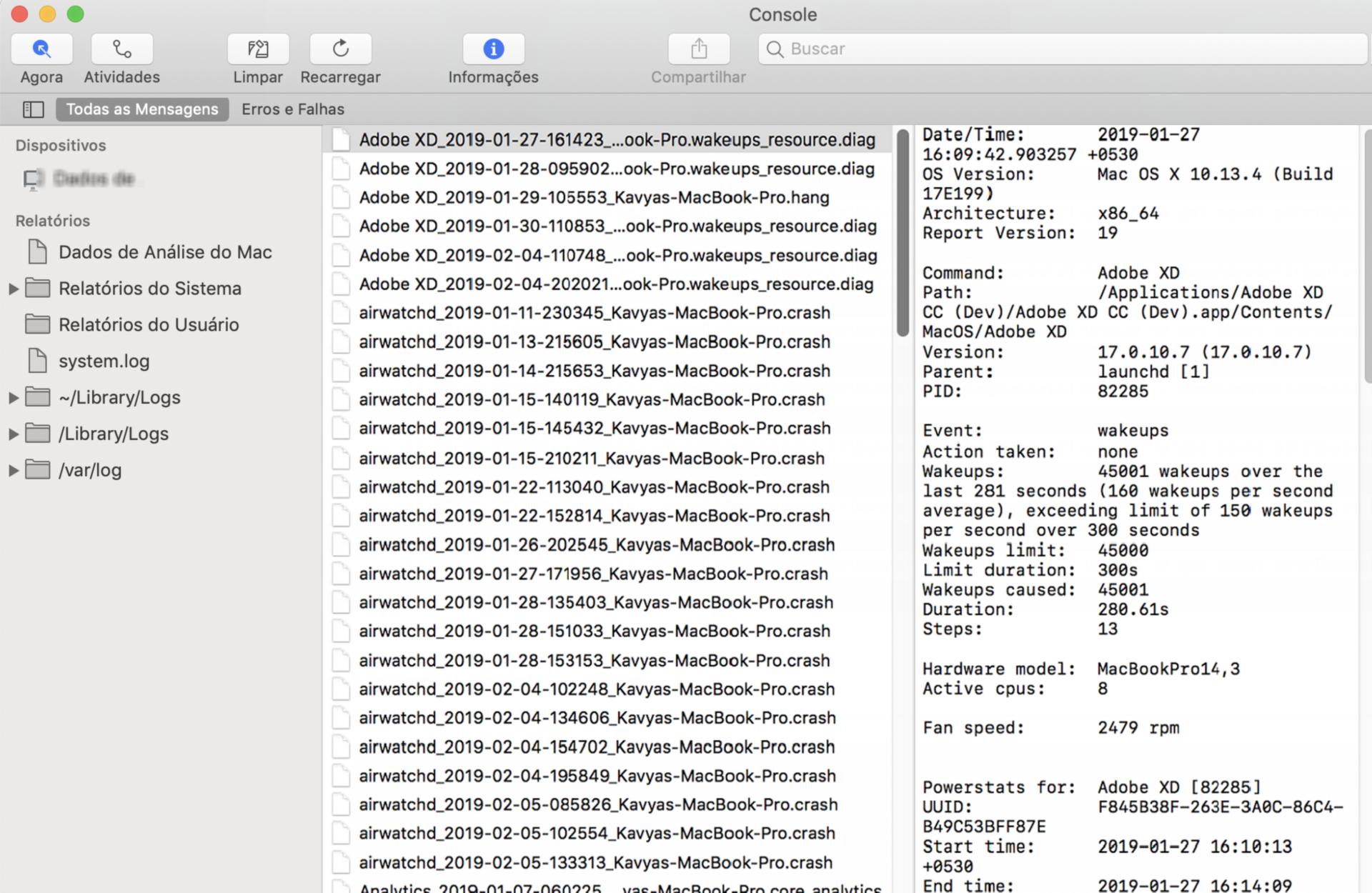 [Mac] - Relatórios do sistema
