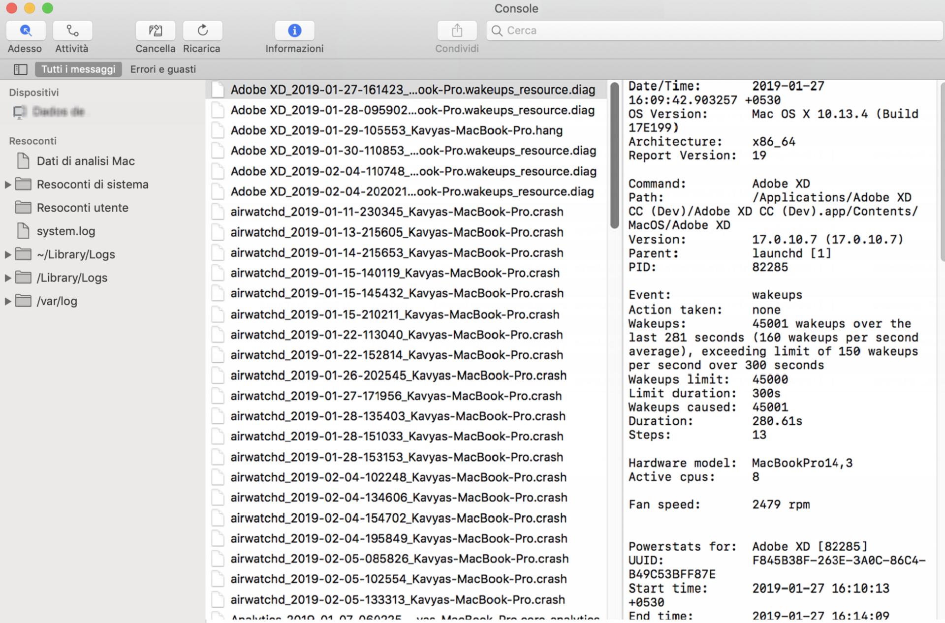 [Mac] - Resoconti di sistema
