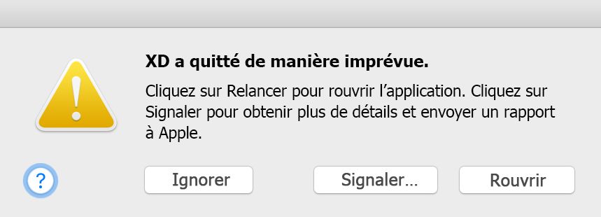 Boîte de dialogue Quitter XD