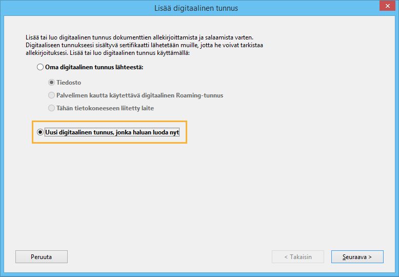 Luo uusi digitaalinen tunnus
