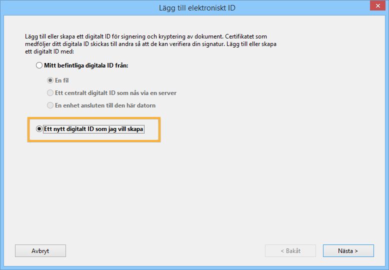 Skapa ett nytt digitalt ID