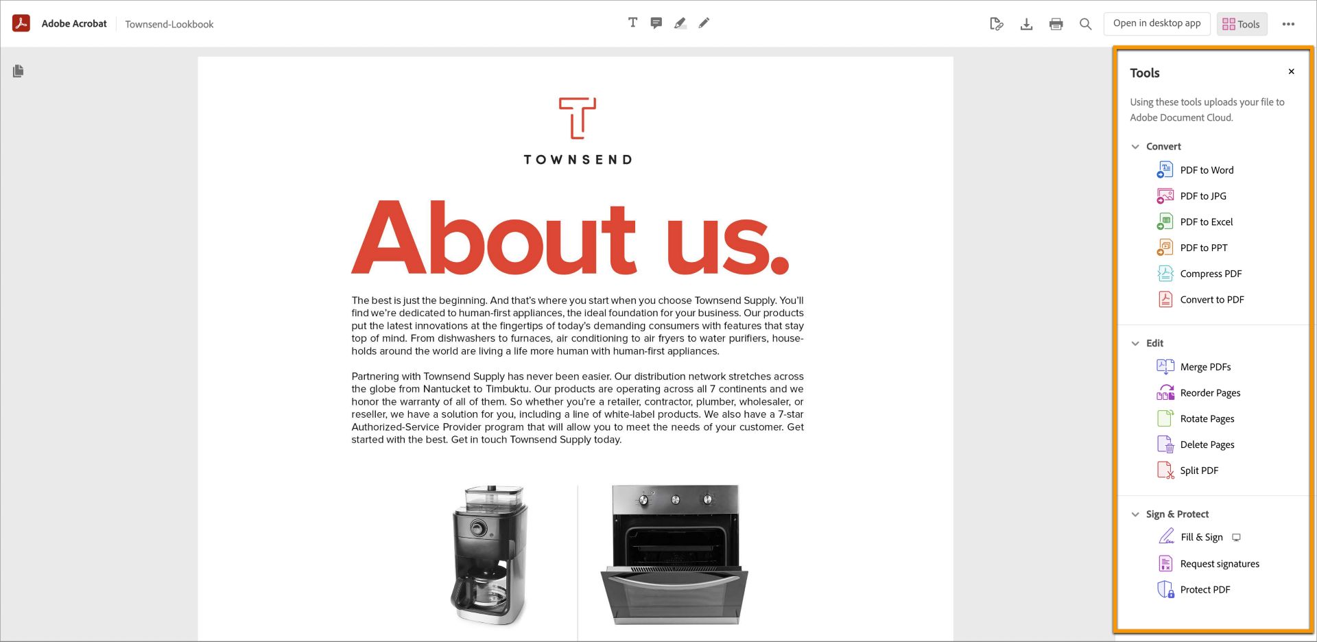 Acrobat onlineverktyg i Microsoft Edge