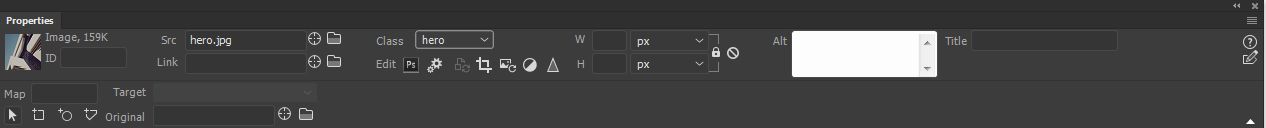 خصائص الصور في عارض الخصائص.