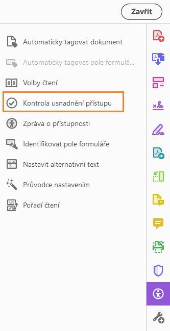 Kontrola usnadnění přístupu v nástroji Usnadnění přístupu