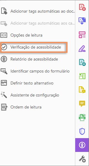 Verificação de acessibilidade na ferramenta Acessibilidade