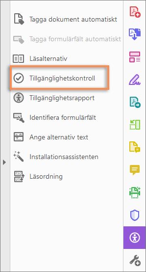 Tillgänglighetskontroll i verktyget Tillgänglighet