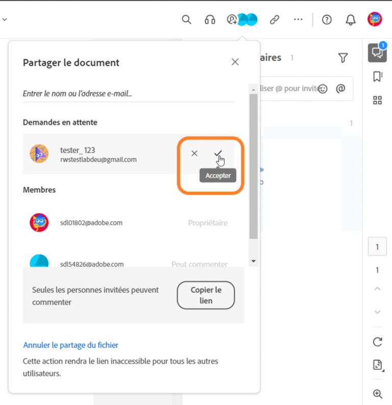 Accepter ou refuser la demande d’accès