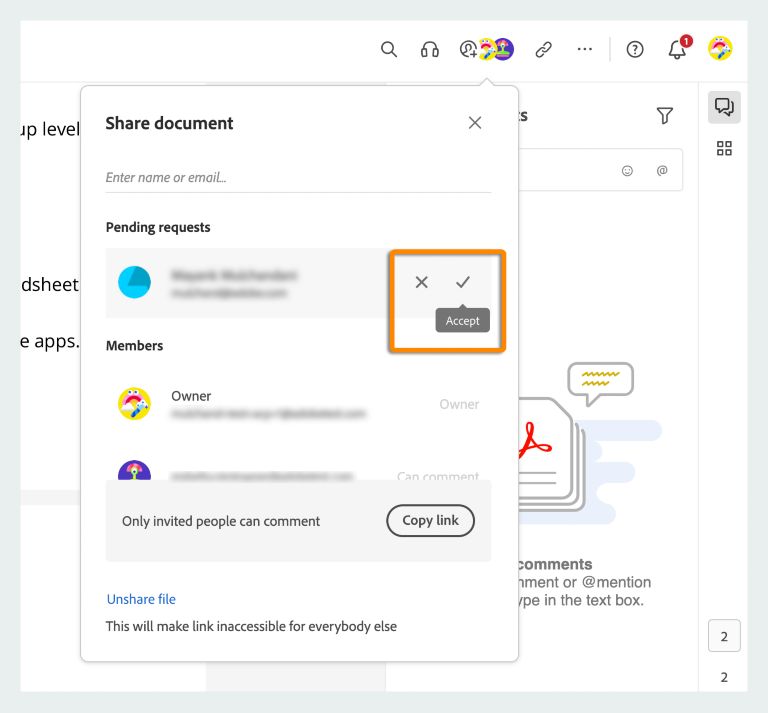 Accept or Decline the access request