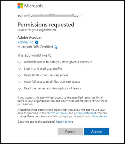 Accept permissions