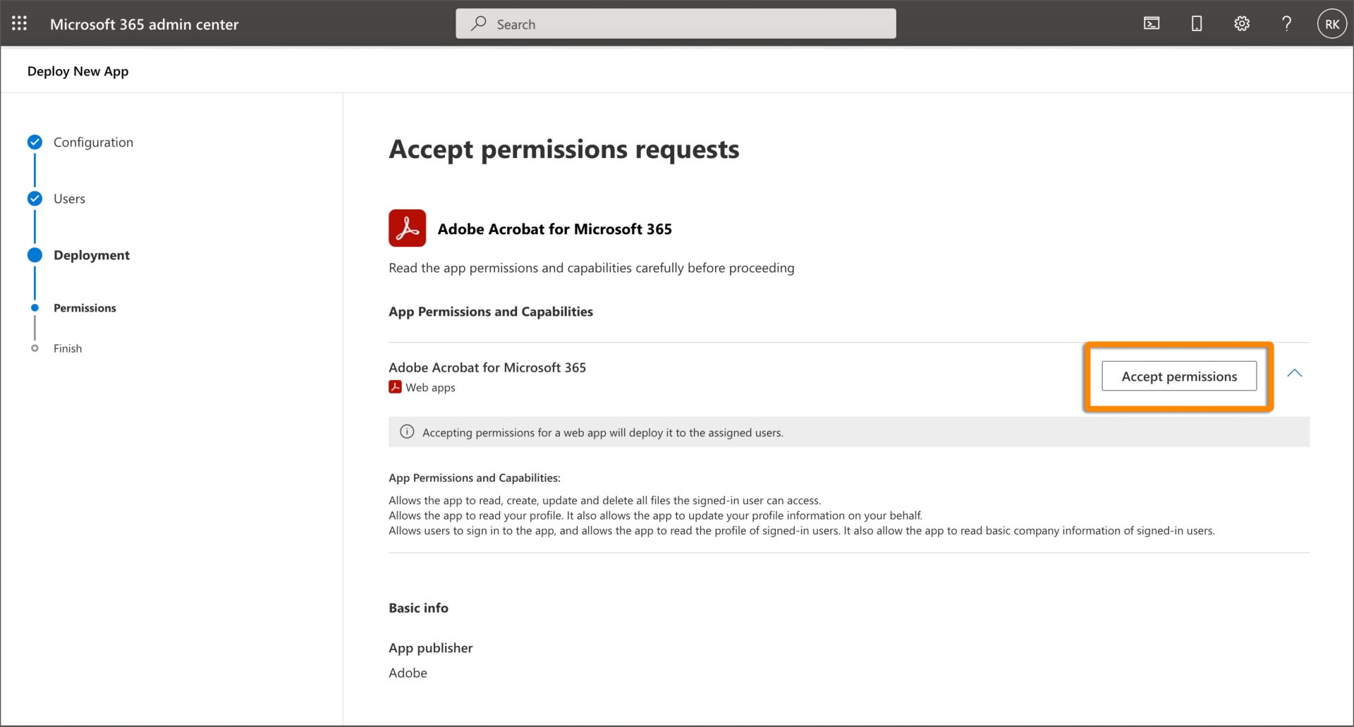 Accept permission requests