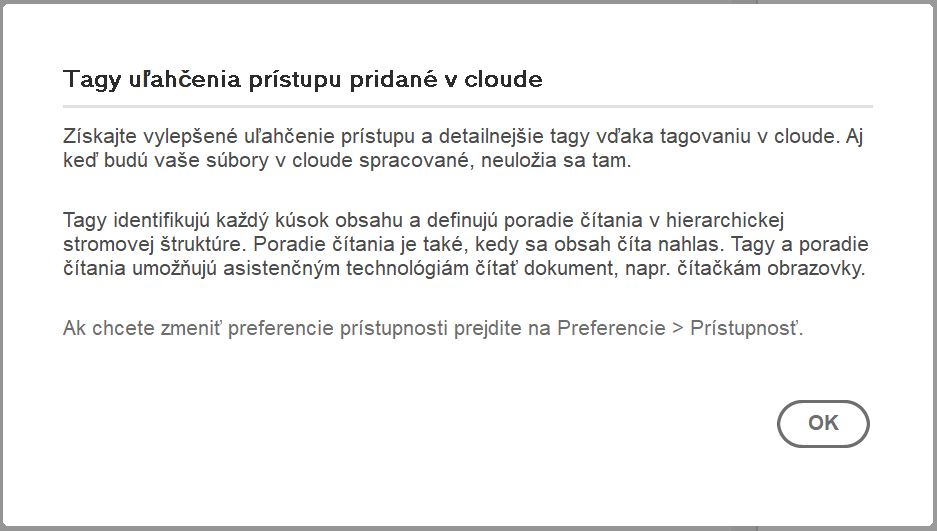 Ďalšie informácie o značkách prístupnosti v cloude