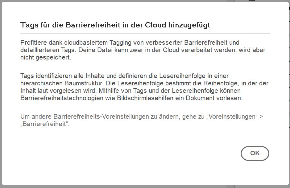 Weitere Informationen zu Tags für Barrierefreiheit in der Cloud