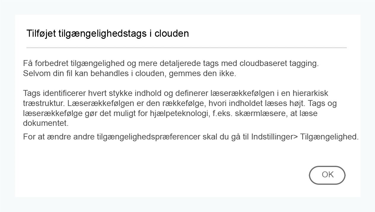 Flere oplysninger om tilgængelighedstags i skyen