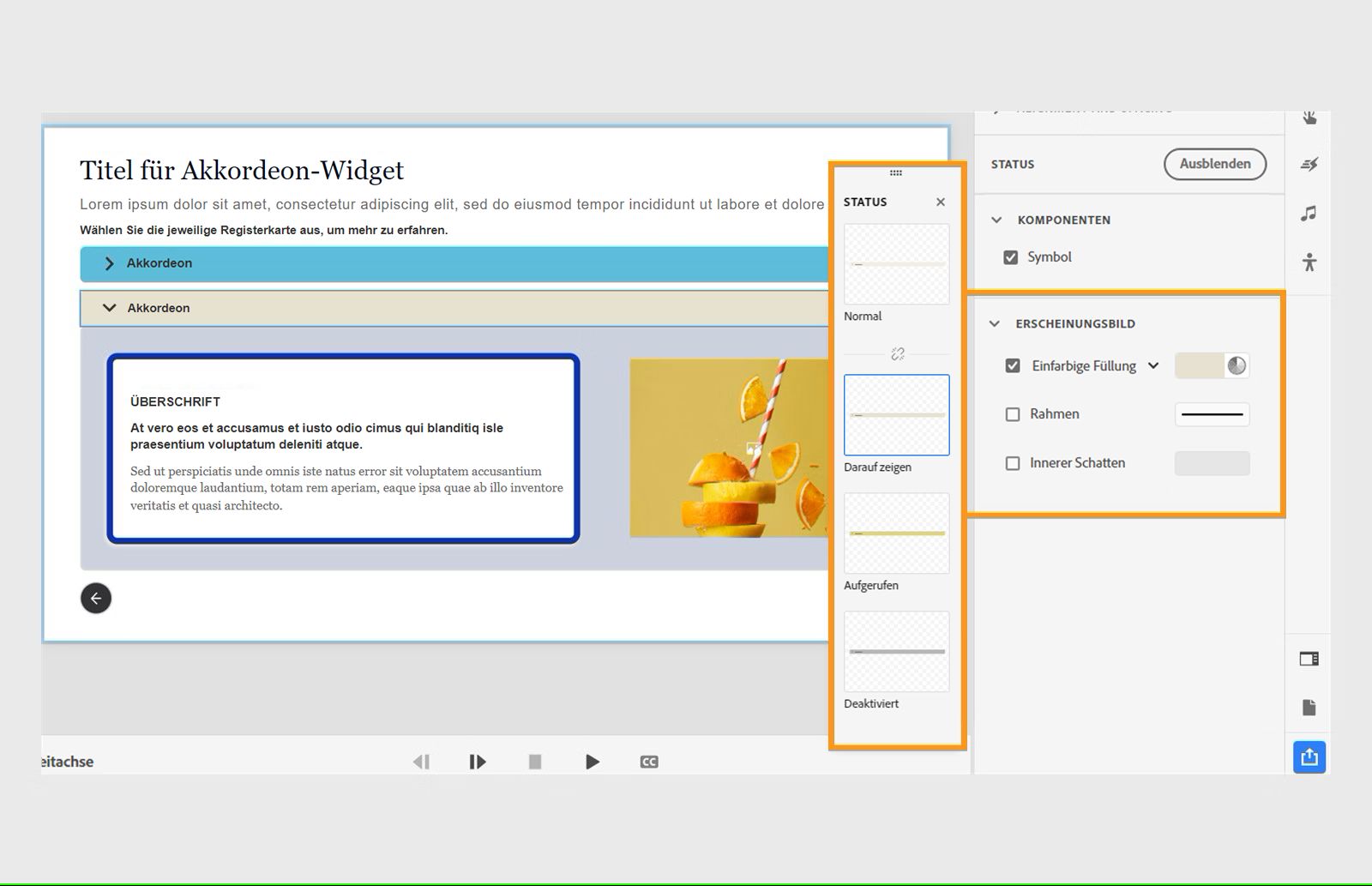 Anpassen der Akkordeon-Status