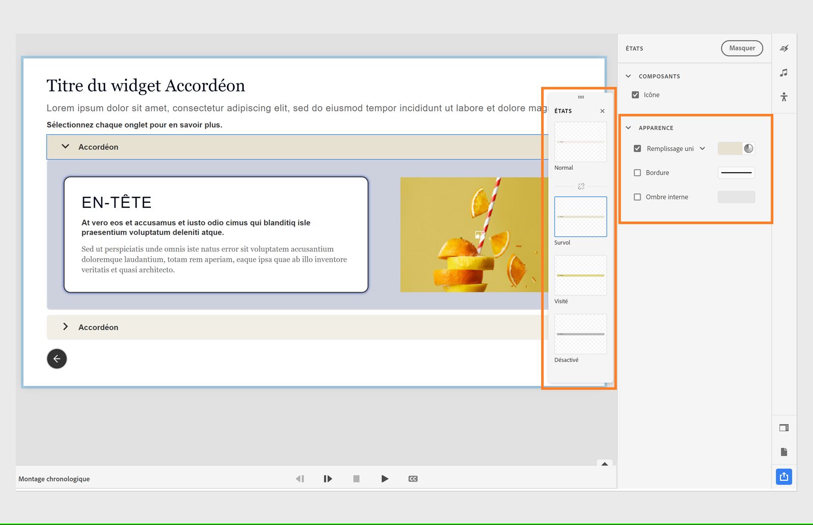 Personnalisation des états de l’accordéon