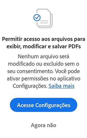 Novas configurações de permissões do Acrobat Android