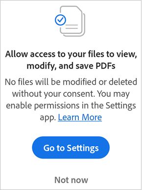 Nastavenia nových povolení pre Acrobat v systéme Android