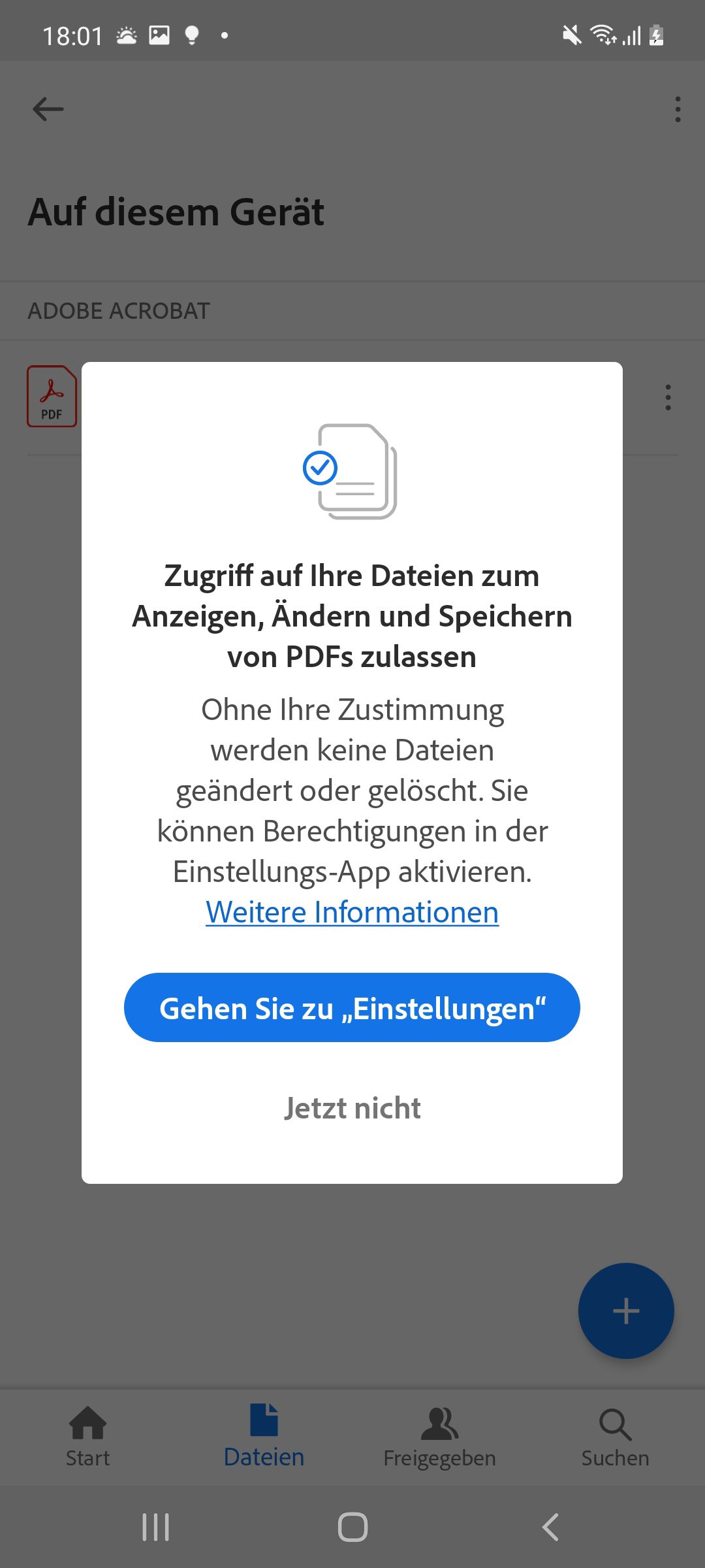 Acrobat Android – Neue Berechtigungseinstellungen