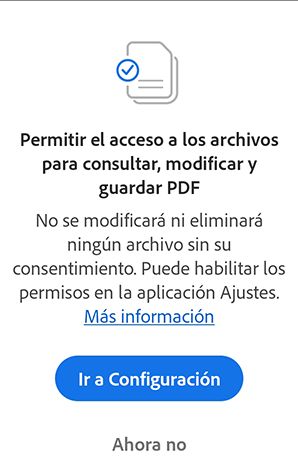 Configuración de nuevos permisos de Acrobat en Android