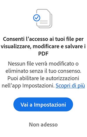 Nuove impostazioni delle autorizzazioni per Acrobat su Android