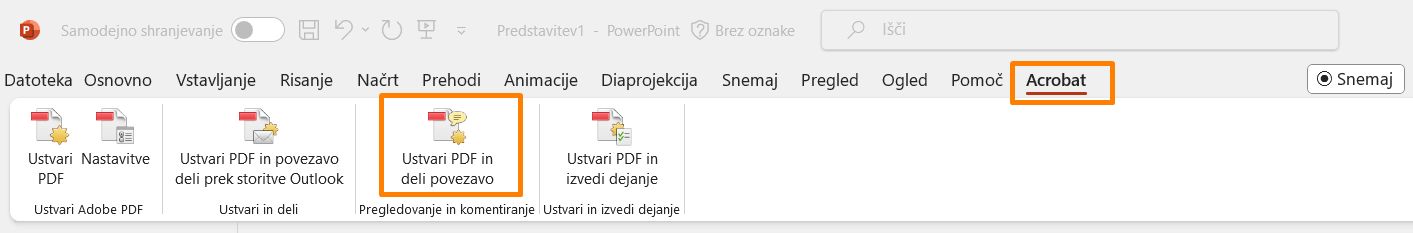 Ustvari PDF in deli povezavo