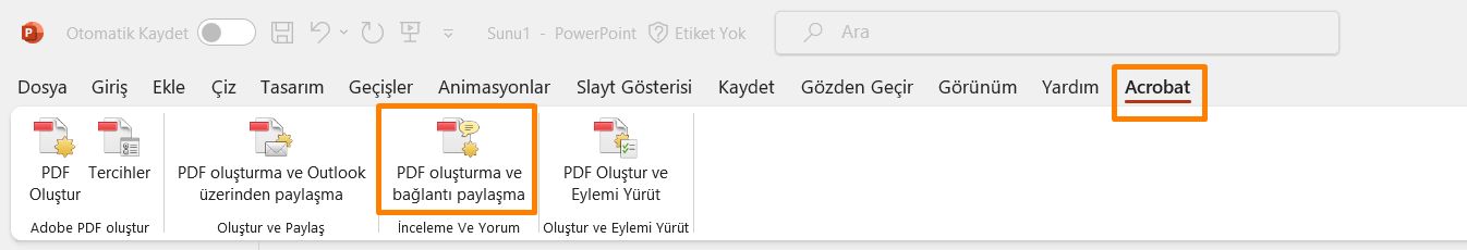 PDF oluşturma ve bağlantı paylaşma