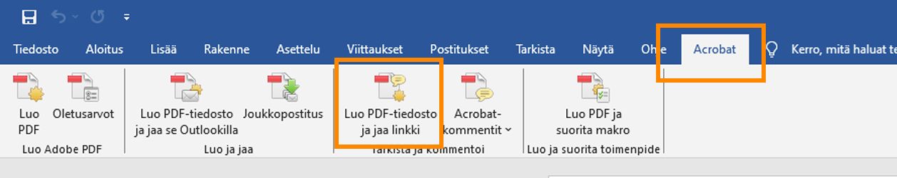 Luo PDF-tiedosto ja jaa linkki