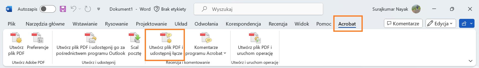 Tworzenie pliku PDF i udostępnianie łącza
