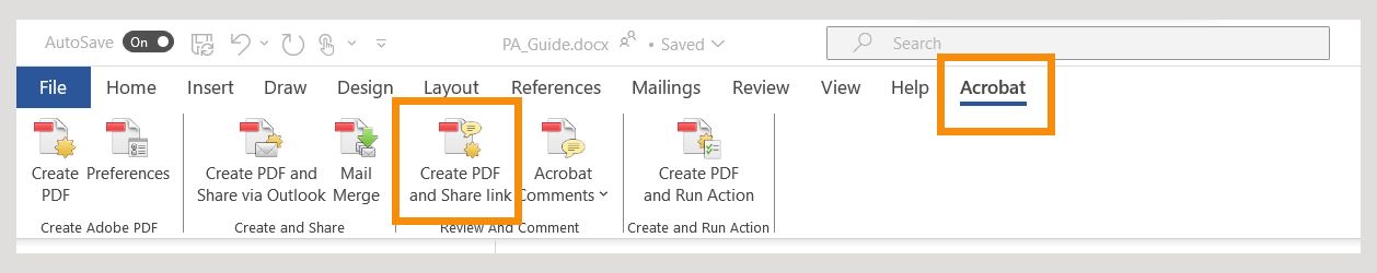 Create PDF and share link