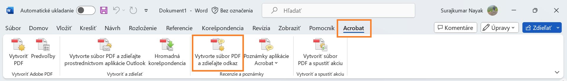 Vytvorte súbor PDF a zdieľajte odkaz