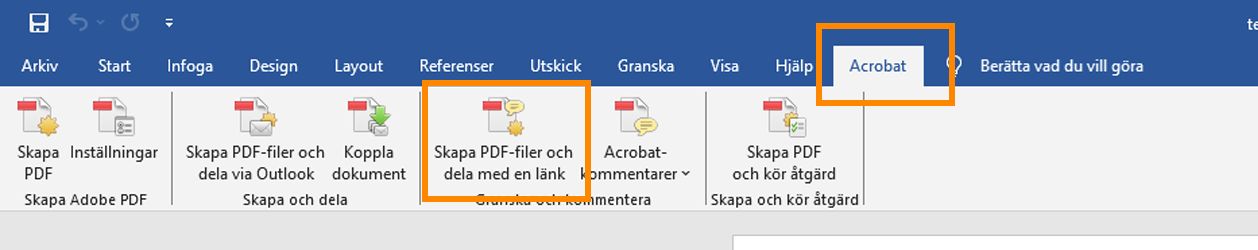 Skapa PDF-filer och dela med en länk