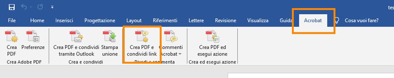 Crea PDF e condividi collegamento