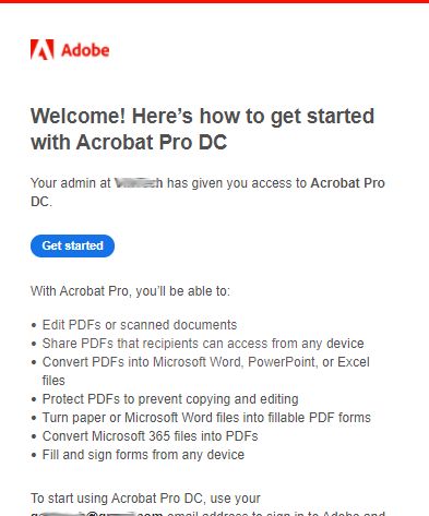 Começar a usar o email do Acrobat