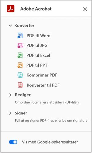 Chrome-utvidelser for Acrobat