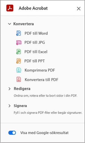 Acrobat-tillägg för Chrome