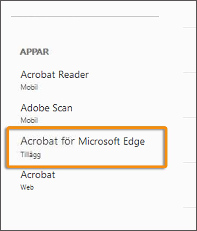 Acrobat-tillägg för webbläsare