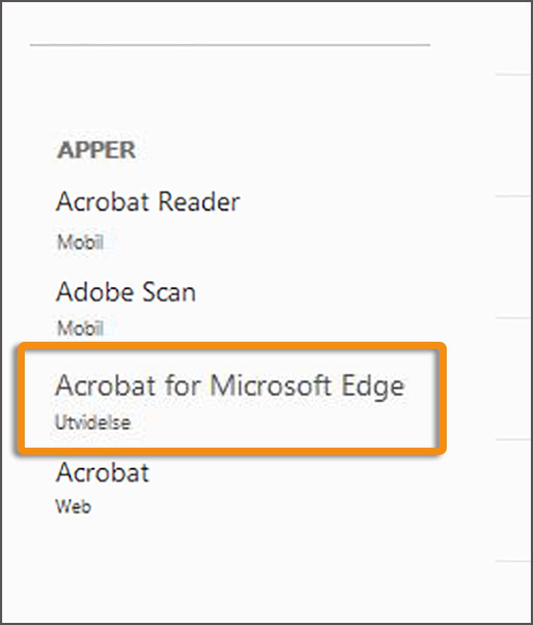 Acrobat-utvidelse for nettleser