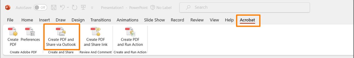 PDF를 만들고 Outlook을 통해 공유