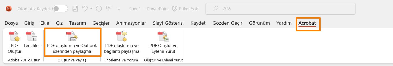 PDF oluşturma ve Outlook üzerinden paylaşma