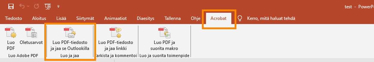 Luo PDF-tiedosto ja jaa se Outlookilla
