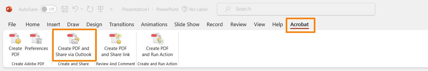 PDF を作成して Outlook で共有